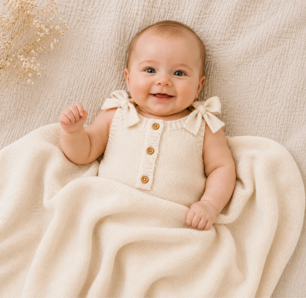 Vanilla White - Classic knit blanket