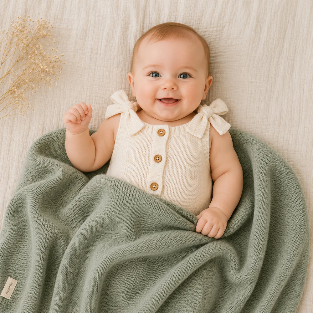 Sage - Classic knit blanket