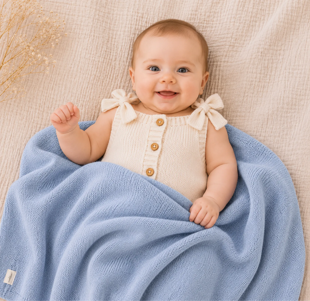 Powder Blue - Classic knit blanket