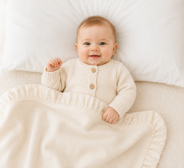 Vanilla White - Ruffle edge blanket