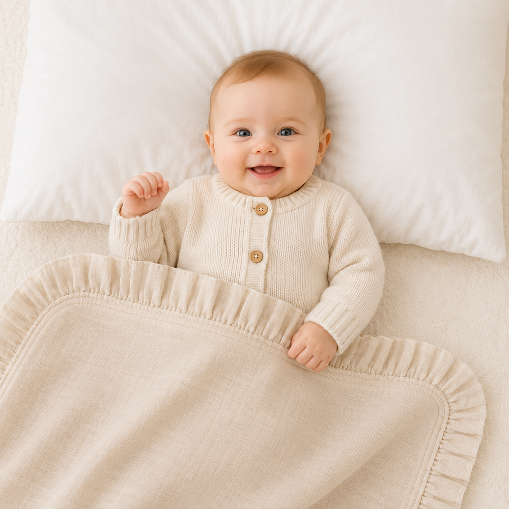 Oat Meal - Ruffle edge blanket