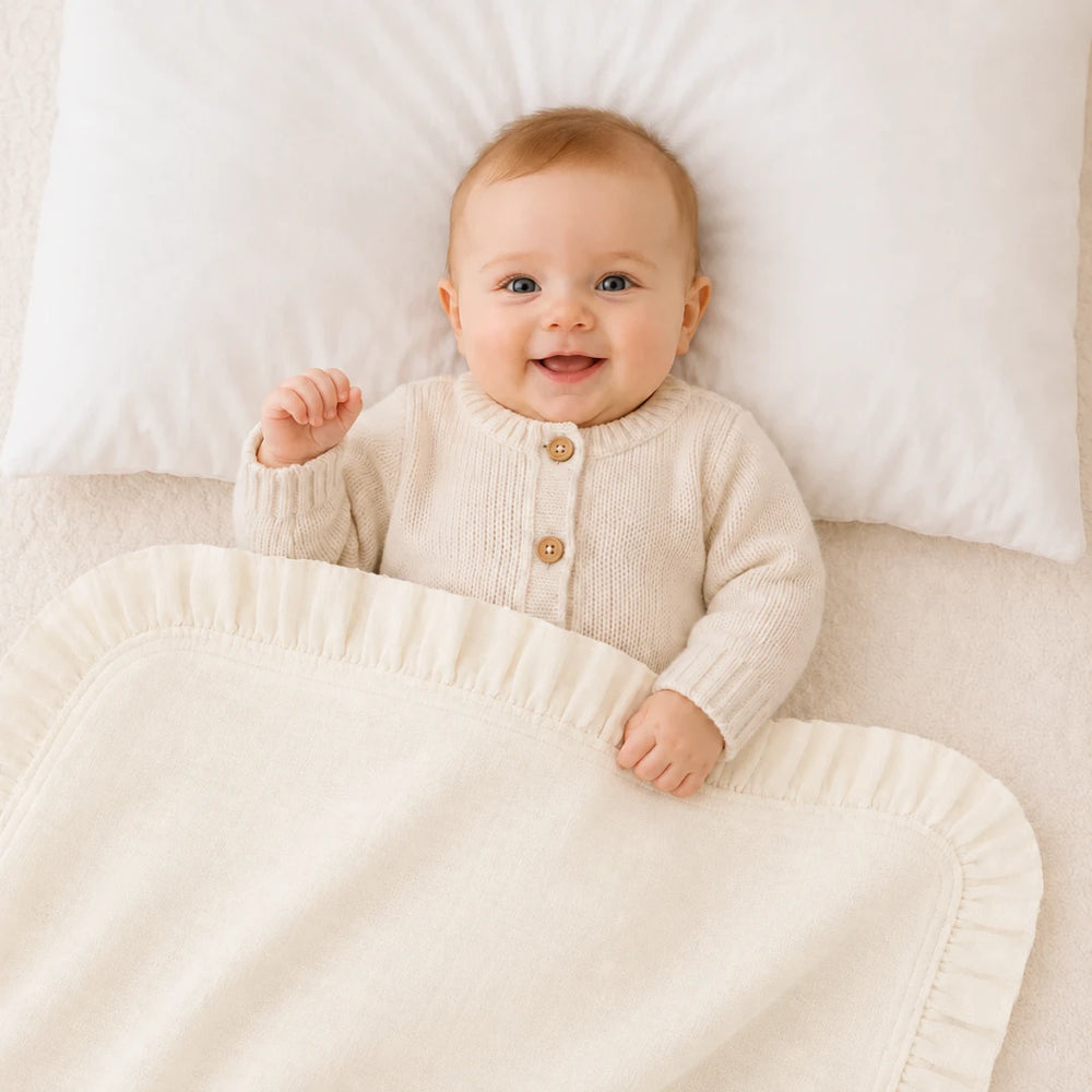 Vanilla White - Ruffle edge blanket