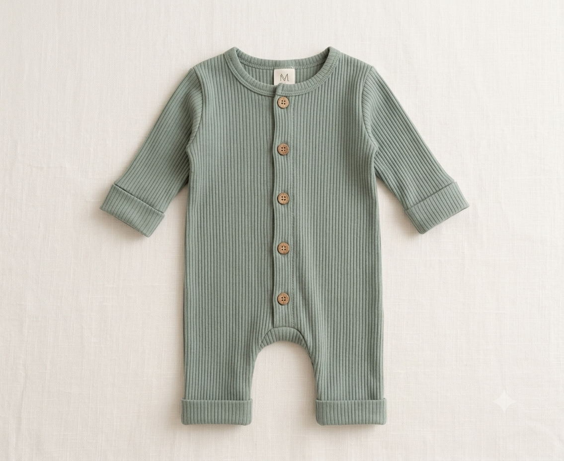 Ribbed Button Romper